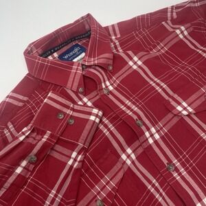 Wrangler Men's Western Cowboy Red Plaid Button Down Long Sleeve Size M
